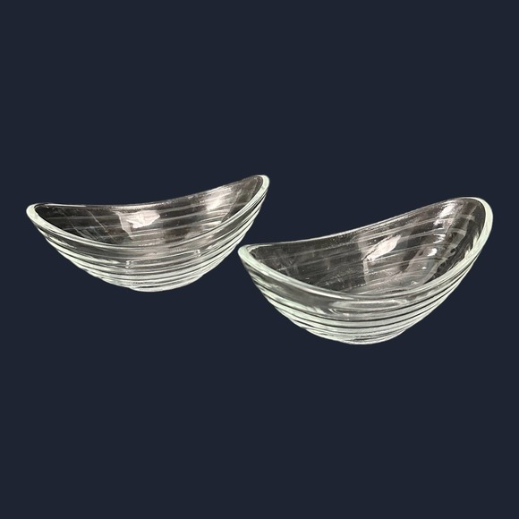 Vintage Clear Glass Nut Candy Desert Bowls Oval Ar tDeco - Picture 1 of 9